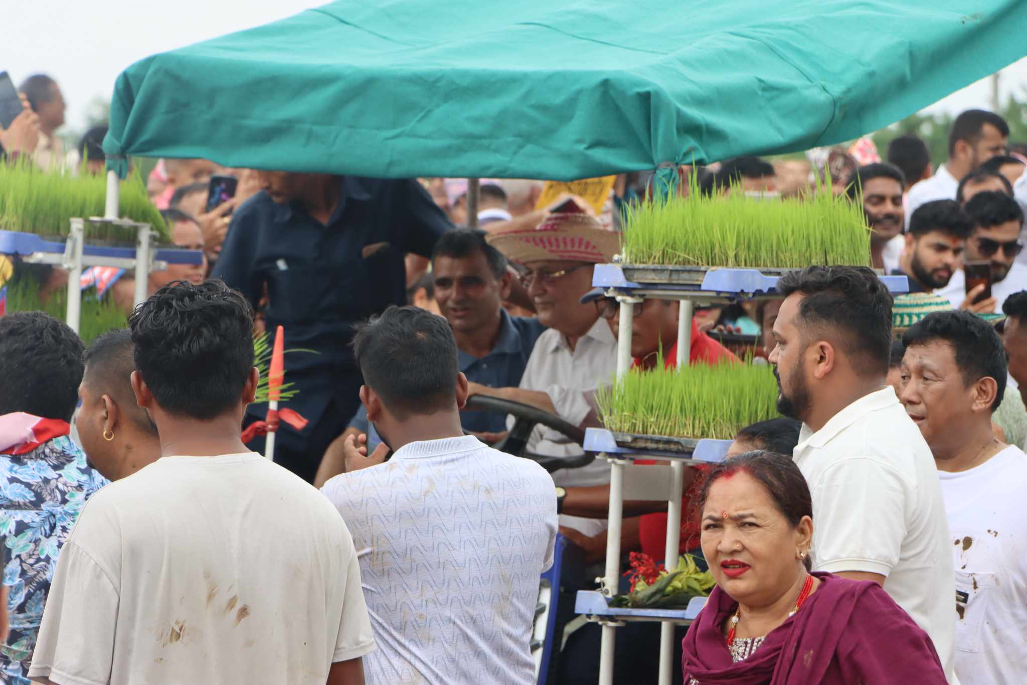 पूर्व प्रधानमन्त्री केपी शर्मा ओलीकाे धान दिवस हेराैं तस्बिरमा